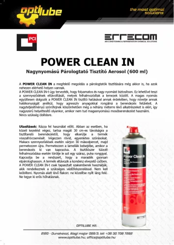 Power Clean- IN nagy nyomású klímatisztító (aeroszol) 600ml