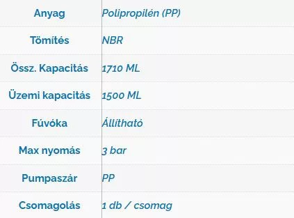 Permetező Delta Tec2 360° NBR 1710ml (lúgos tömítés)